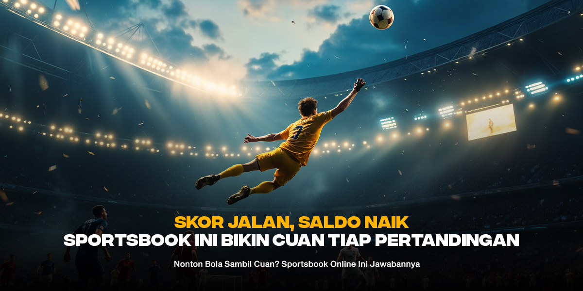 Pemain sepak bola lompat menyambut bola di bawah lampu sorot stadion, menggambarkan intensitas pertandingan dan peluang cuan dari MAXBET Taruhan Handicap.